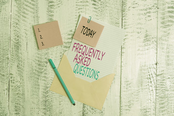 Conceptual hand writing showing Frequently Asked Questions. Concept meaning inquries that been...