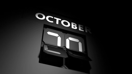 October 28 date. digital calendar change to October 28 animation
