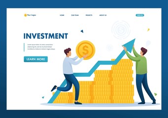 Young entrepreneur invests money in a profitable business partner. Flat 2D character. Landing page concepts and web design