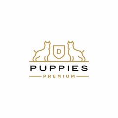 dog coat of arms logo vector icon illustration