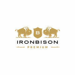 bison coat of arms logo vector icon illustration © gaga vastard