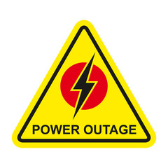 Vector yellow triangle power outage icon. Blackout sign.