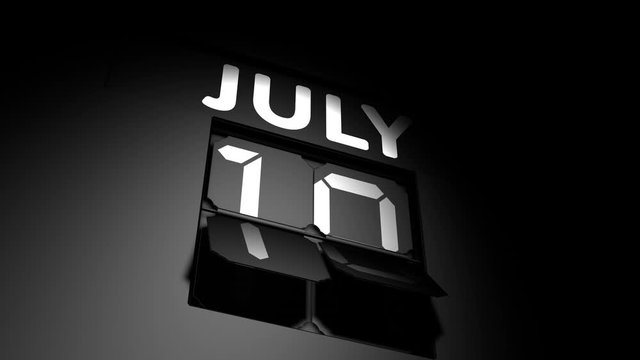 July 18 date. digital calendar change to July 18 animation
