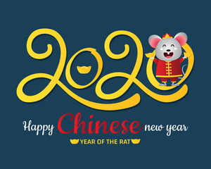 Happy Chinese new year 2020 year of the rat zodiac. Vector illustration
