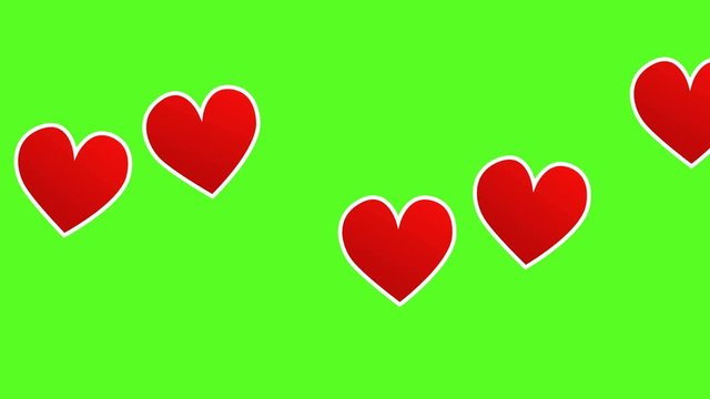 Social media Hearts animated on green screen