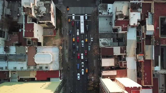  Aerial view of cars accelerating and running - Buenos Aires - Drone