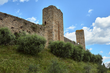 Fototapeta premium Medieval fortified walls houses in the city of Monteriggioni in Toscana in Tuscany, Italy.
