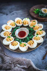 Deviled Eggs with Dipping Sauce