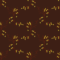 Seamless pattern with fall trees and leaves