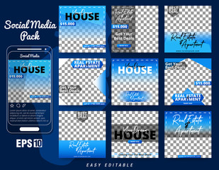 Set of Social Media Post Template for Real Estate and Apartment Promotion