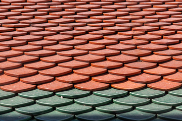 red and green colored shingles
