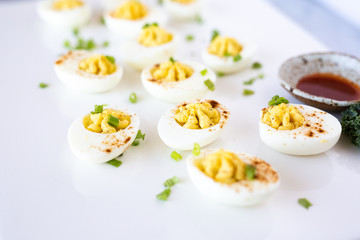 Deviled Eggs on White Background