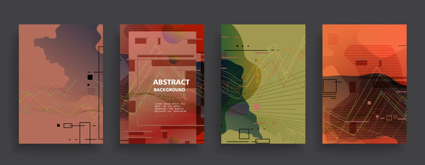 Set of abstract geometric shapes in brochure design. Vector design business cards