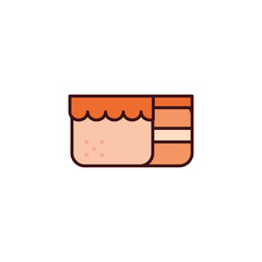portion of birthday cake in white background