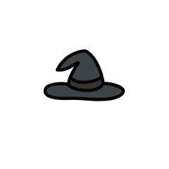 witch hat doodle icon, vector illustration