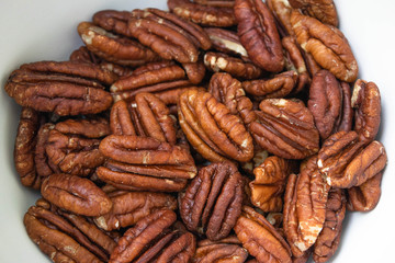 Pecans nuts closeup