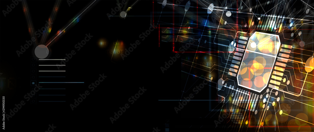 Poster Abstract circuit board futuristic technology processing background