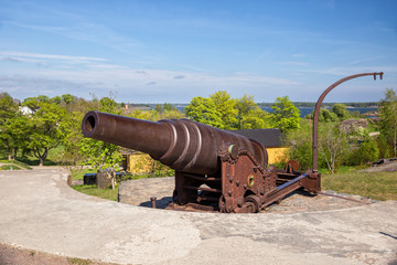 Old 19th century cannon in the fortress of Suomenlinna