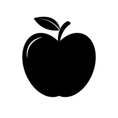 Apple Icon isolated on white background. Black and white apple symbol in flat style. Vector illustration