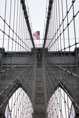 Looking Up At The Brooklyn Bridge In New York City, United States of America