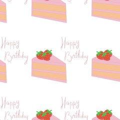 This is seamless pattern of cake with berry on white background.