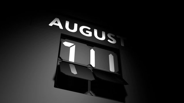 August 14 date. digital calendar change to August 14 animation