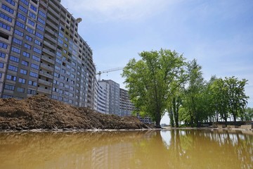construction of a residential complex monolithically frame way