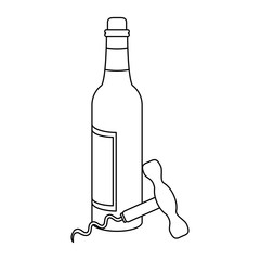 corkscrew utensil and wine bottle icon