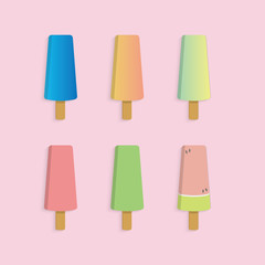 Collection of tasty colorful Popsicle illustrations, Vector illustration.	