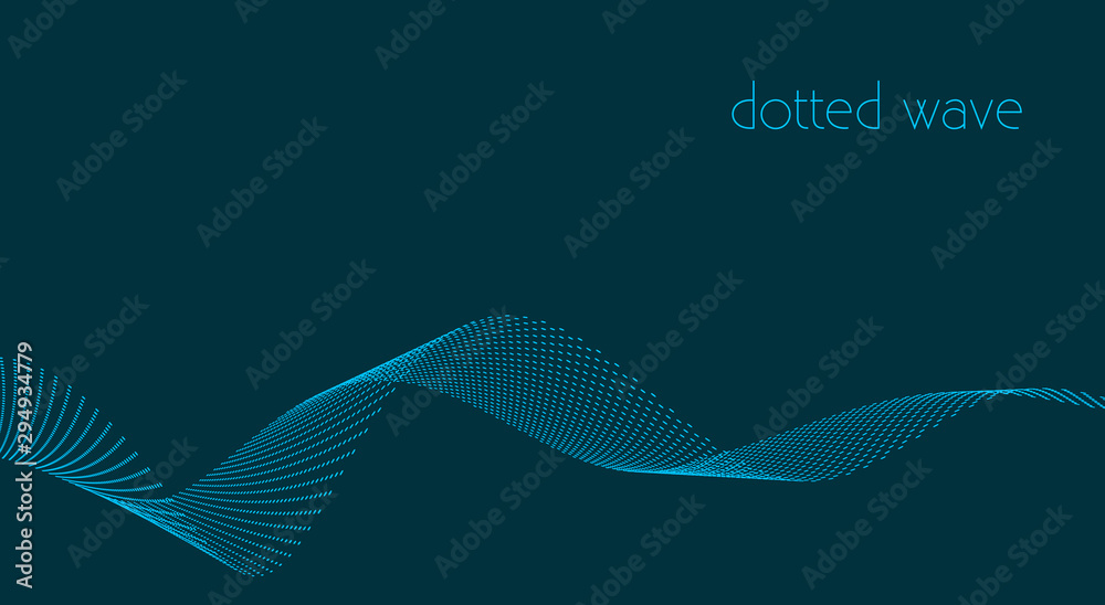 Poster Simple dotted wave on dark blue background. Minimal vector pattern