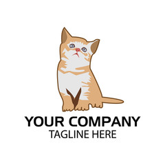 Cat Stock logo template. light brown cat, cute cat	