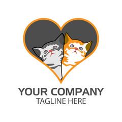 Love Cat Stock logo template. Colorful and cute cat