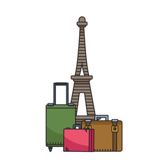 travel suitcases and Eiffel tower design