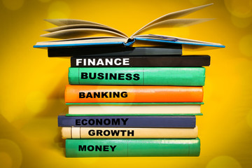 Finance word cloud, Finance related words on book spine