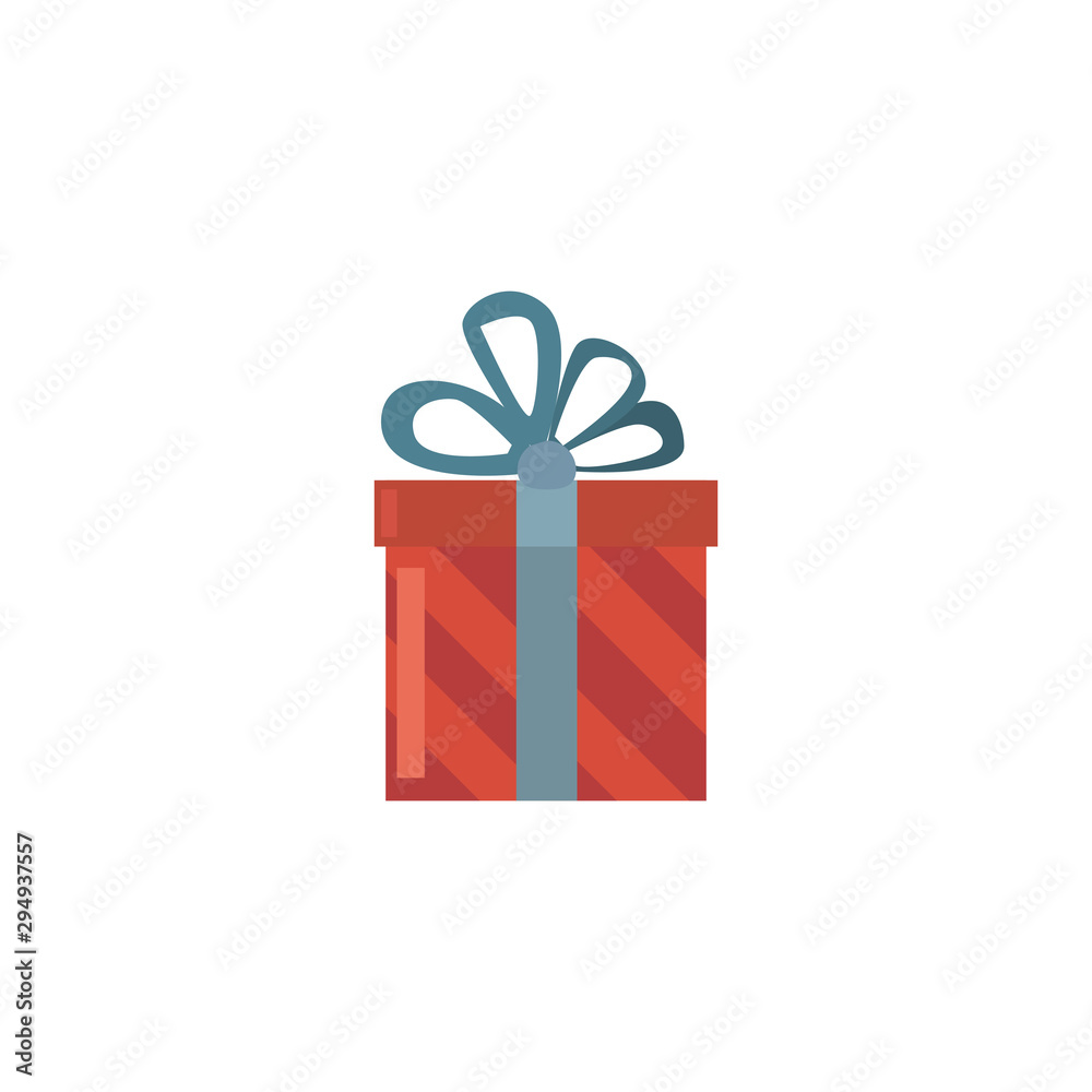 Poster gift box with ribbon on white background