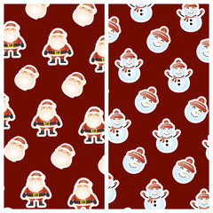 merry christmas card with santa claus and snoeman pattern