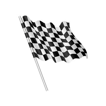 Checkered flag pattern. Car race or motorsport rally flag on white background.