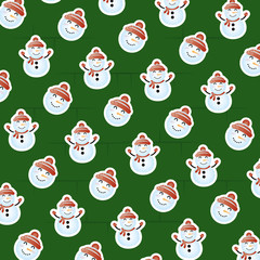 merry christmas card with snowman pattern
