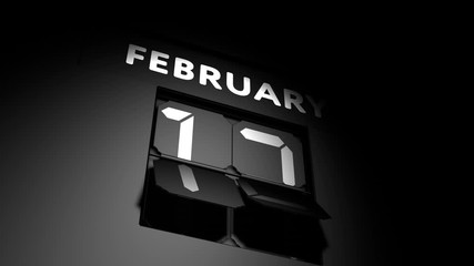 February 12 date. digital calendar change to February 12 animation