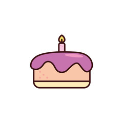 birthday cake with candle in white background