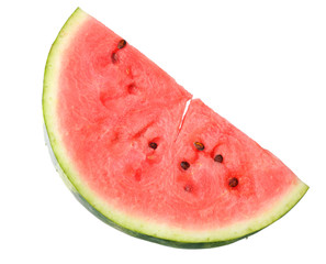 Sliced ripe watermelon isolated on white background. top view