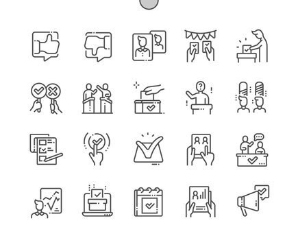 Voting Well-crafted Pixel Perfect Vector Thin Line Icons 30 2x Grid for Web Graphics and Apps. Simple Minimal Pictogram