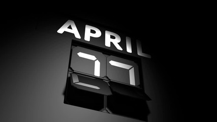 April 27 date. digital calendar change to April 27 animation
