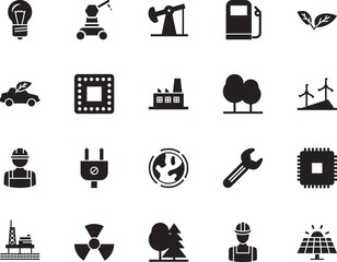 factory vector icon set such as: beautiful, connection, mechanic, round, electro, transport, lightbulb, low, automation, solid, repair, light, extraction, silicone walley, spanner, diesel, wrench