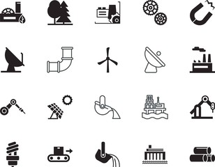 factory vector icon set such as: button, magnet, electromagnetic, station, idea, cargo, device, wheel, cartoon, conveyor, fluorescent, force, horseshoe, drilling, packaging, forest, s, fossil, sun