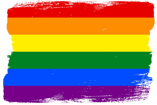 Flaga LGBT malowana pędzlem na białym tle