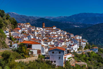 White Andalusian village, pueblo blanco Algatocin. Province of Malaga, Spain