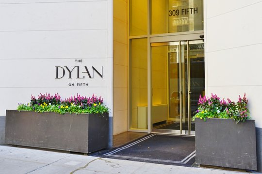 NEW YORK CITY, NY -4 OCT 2019- View of the Dylan Hotel, a boutique hotel on Fifth Avenue in Manhattan, New York.