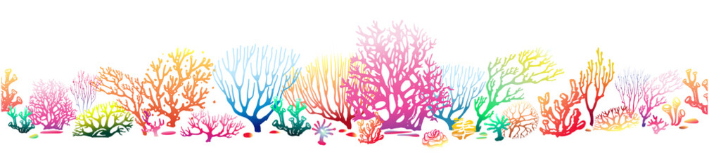 Fototapeta na wymiar Border pattern with multicolor Corals