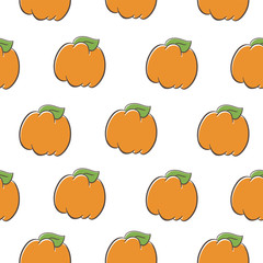 Colorful seamless fall pattern with pumpkins
